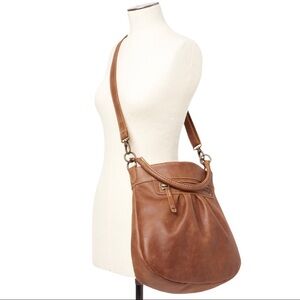 ROOTS Leather Olivia Hobo Shoulder Bag Taupe/Beige One Size